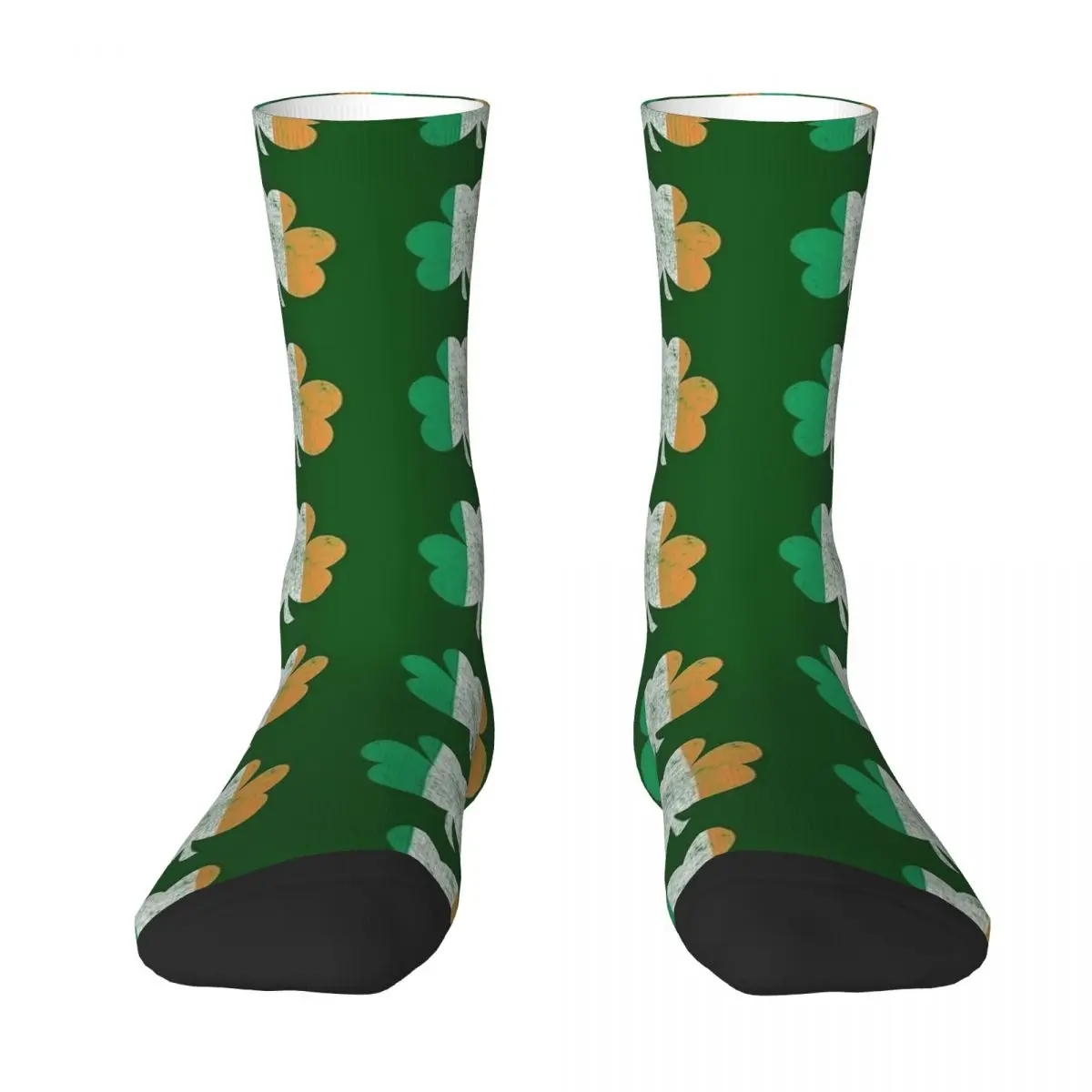 Vintage Irish Shamrock Stockings Irish Flag Saint Patrick Day Custom Socks Autumn Anti-Slip Socks Women Men Outdoor Socks