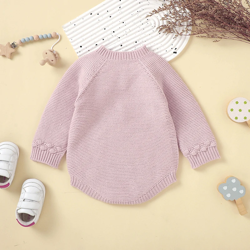 Skin-friendly Baby Girls Jumpsuit Long Sleeve 0-12 Months Newborn Pajamas Clothes Knit Spring &Autumn Infant Sweatshirt Rompers