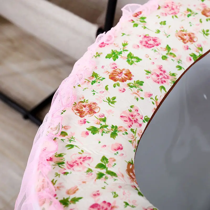 Lace Embroidery Toilet Seat Cushion Floral Household Bathroom Zipper Removable Closestool Mat Waterproof Anti-bacterial Covers