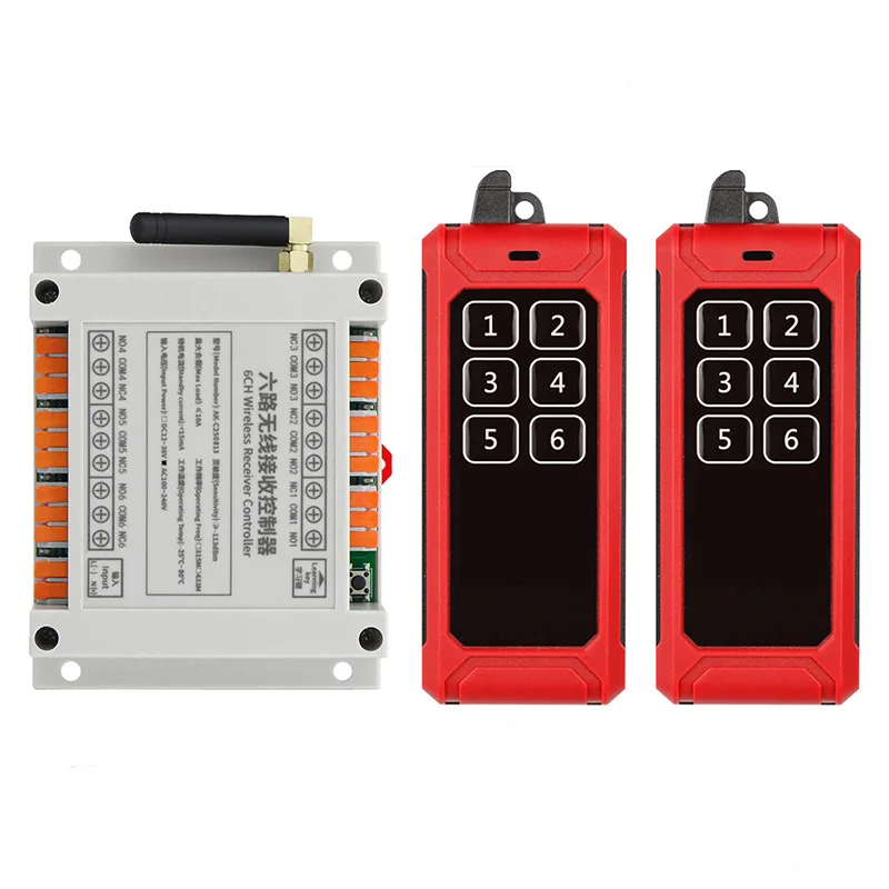 

433 МГц DC 12 В 24 В 36 В 6 каналов 6 каналов RF беспроводная система дистанционного управления приемник передатчик универсальный мощный промышленный 20-1000 м