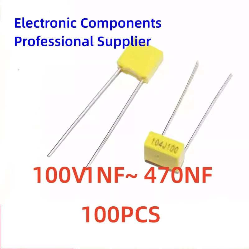 

100pcs Polypropylene Safety Plastic Film 100V 1nF ~ 470nF 100nf 220nf 10nf 47nf 22nf 1nf 0.47uf 0.1uf Correction capacitor