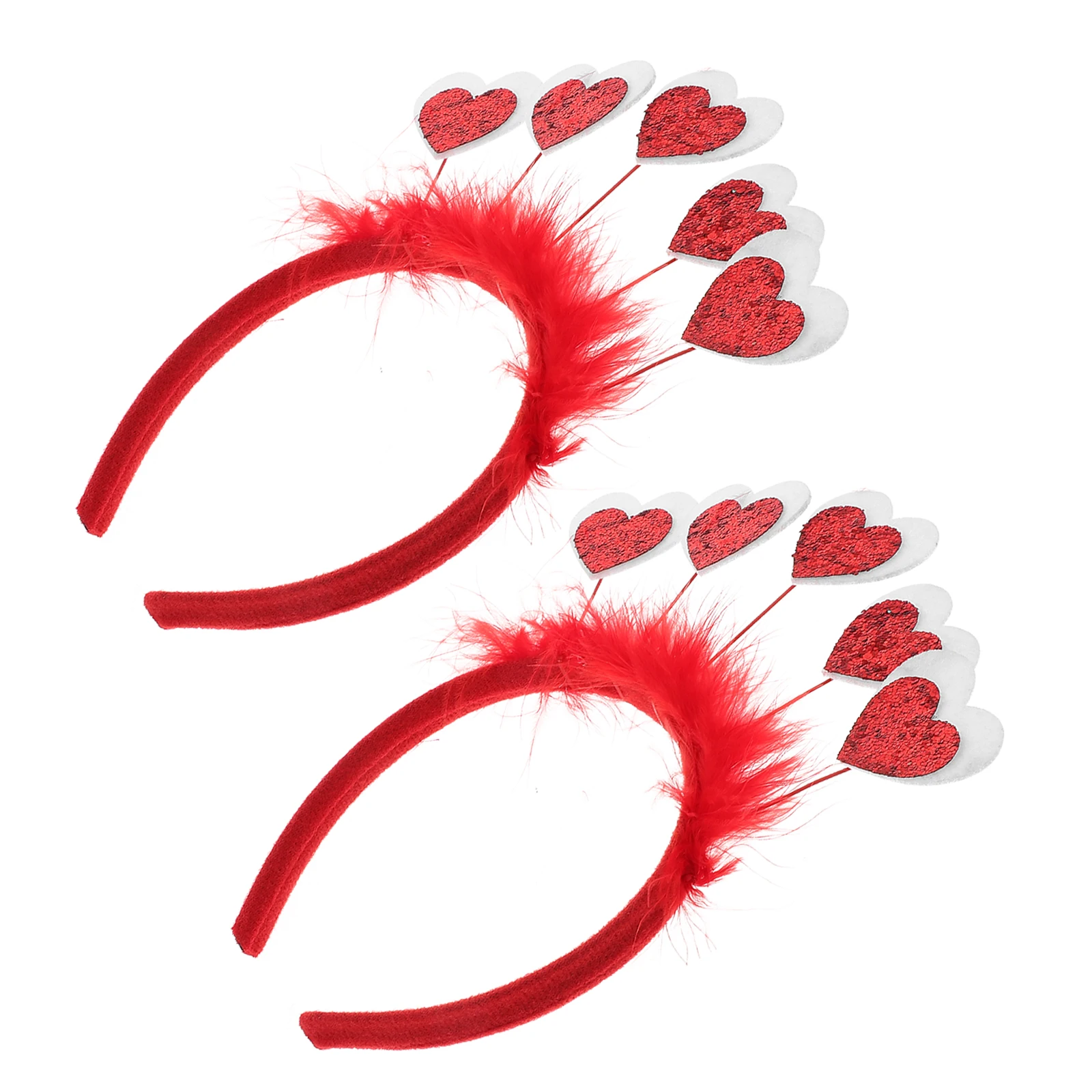 

2 Pcs Heart Shaped Headb s Red Glitter Hair Accessories Valentine Day Party Supplies Sequin Love Hoop Romantic Event Decorations