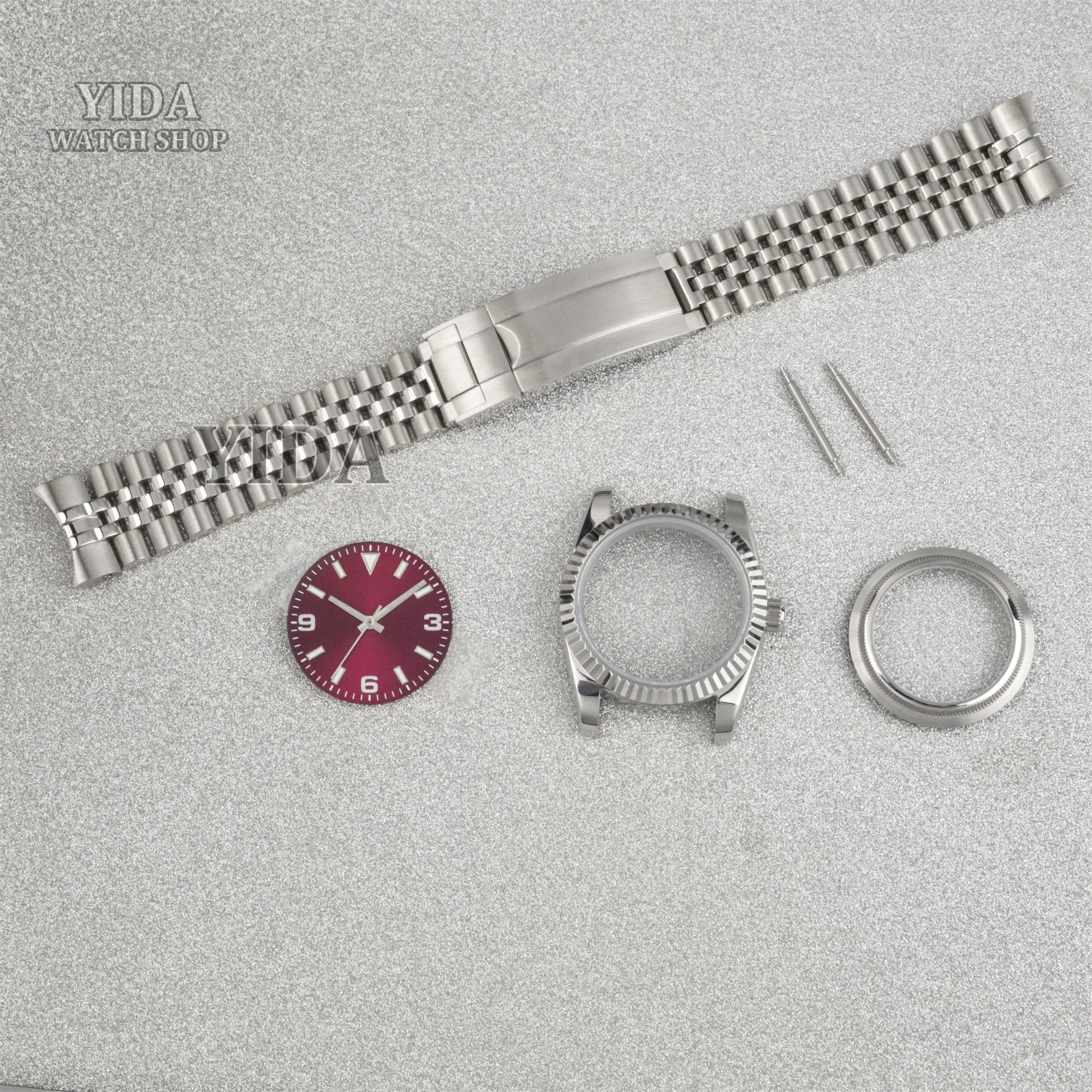 

NH35 Case Dial 36/39mm Watch Parts Stainless Steel Twotone Strap Glass Back For NH36 Automatic Movement Datejust Mechancial