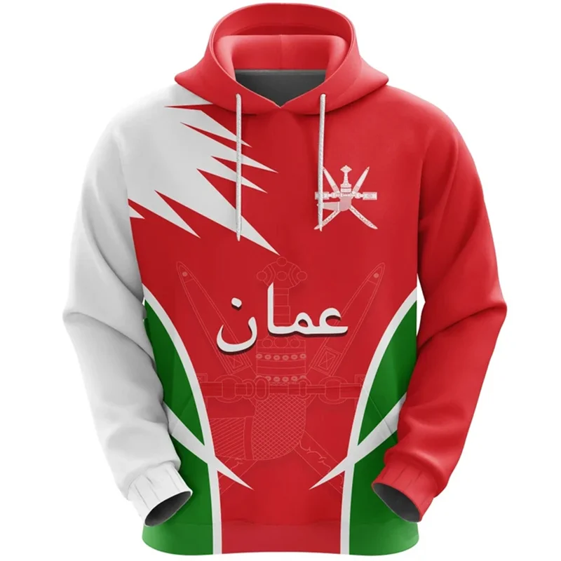 Oman Map Flag 3D Printing Hoodies For Men The Sultanate Of Oman Emblem Graphic Hooded Hoody Vintage Sweatshirts Pullovers Hoodie