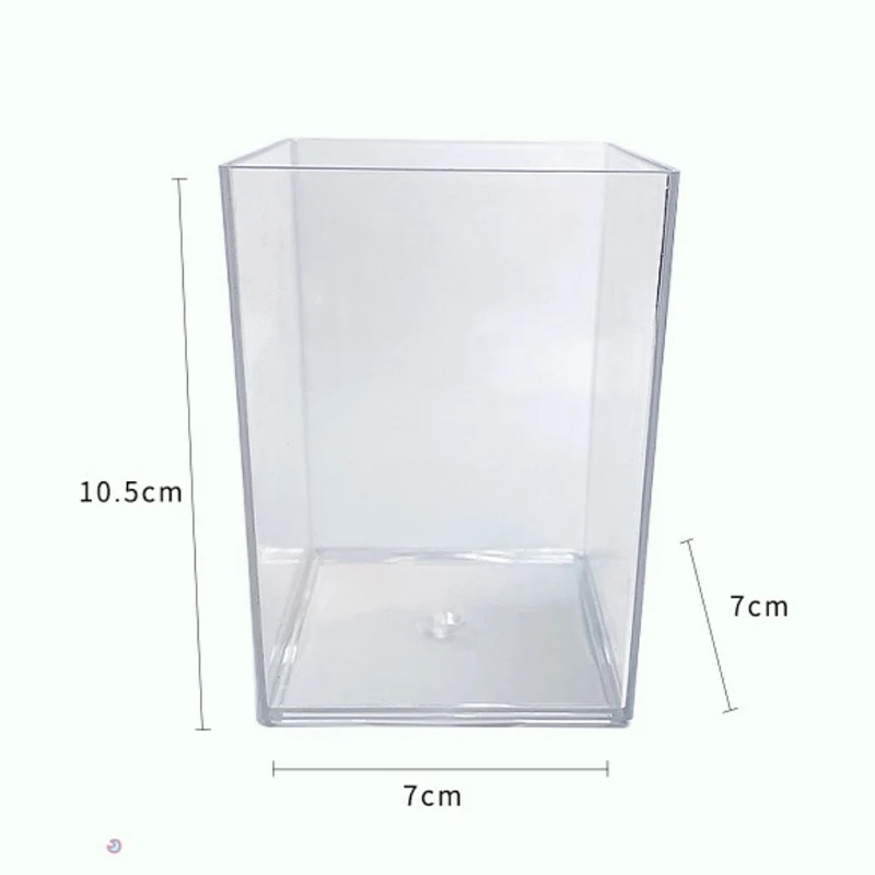Desktop Desk Table Stationery Organizer Clear Plastic Pen Pencil Holder, Clear Makeup Brush Holder Cup Storage Office