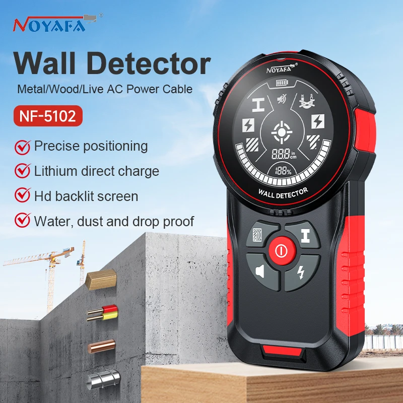 

Noyafa Nf-5102 Wall Detector, For Locating Cables And Metal Within Walls And Wood Structures, Ac Detection Tool, Wire Locator