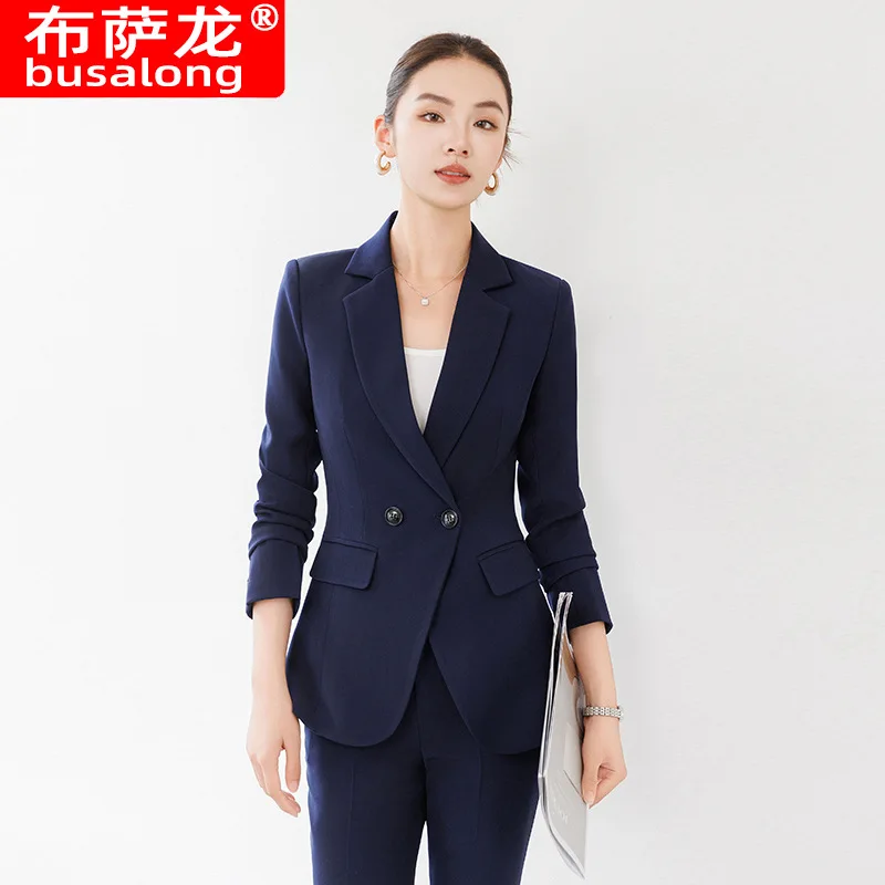 2025New Spring and Autumn High-End Wide-Leg Pants Professional Suit Formal Casual Two-Piece Set Black Blazer for Women