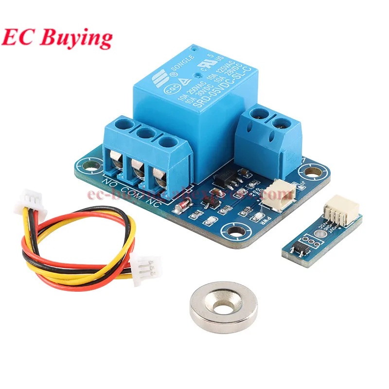3144E Hall Sensor Relay Magnetic Induction Control Door Switch Module 5-24VDC Relay Normally Open Closed 250VAC 30VDC 10A NO NC
