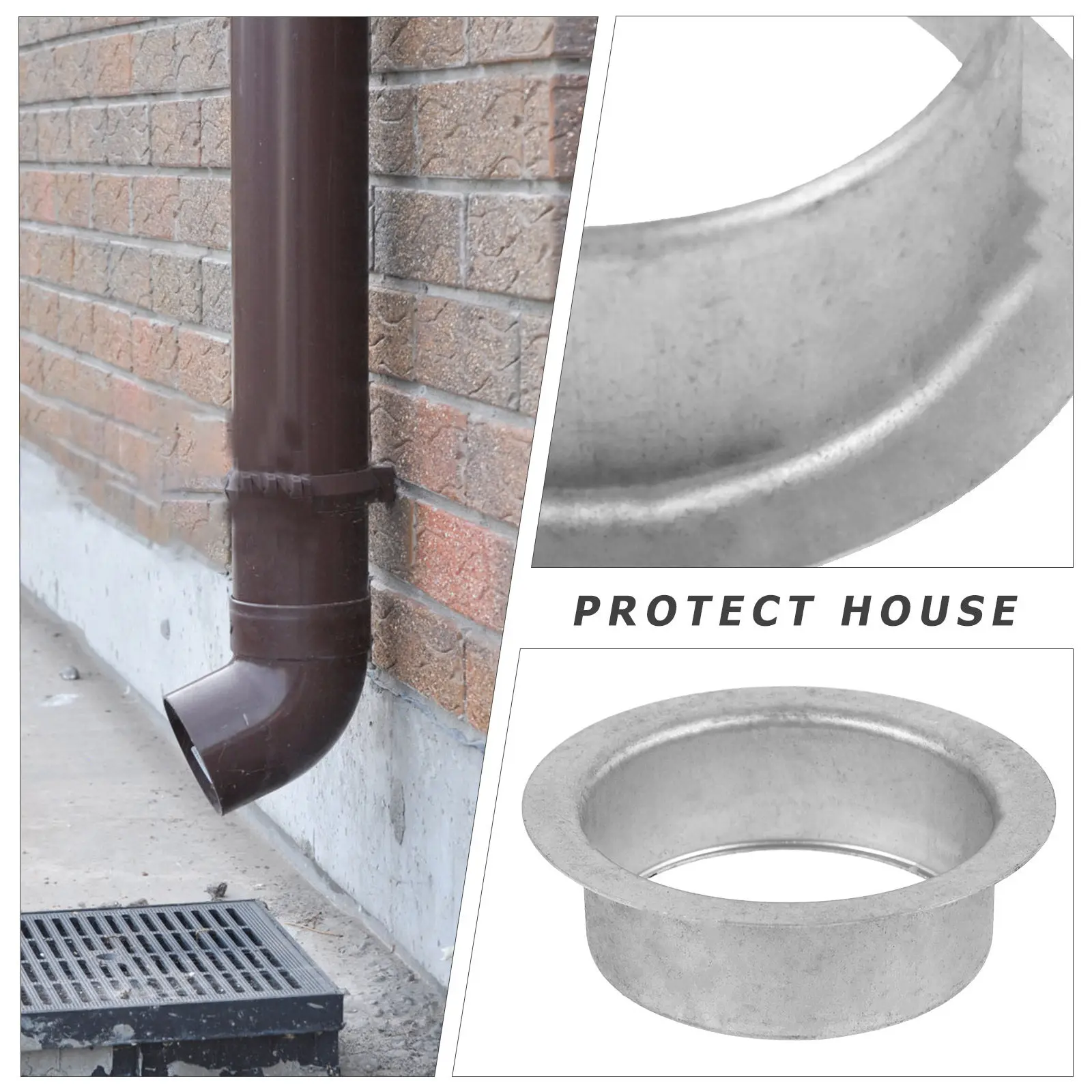 2Pcs Rain Gutter Drain Outlet Aluminum Alloy Gutter Replacement Part Efficient Water Diversion Outdoor Roof Drainage System