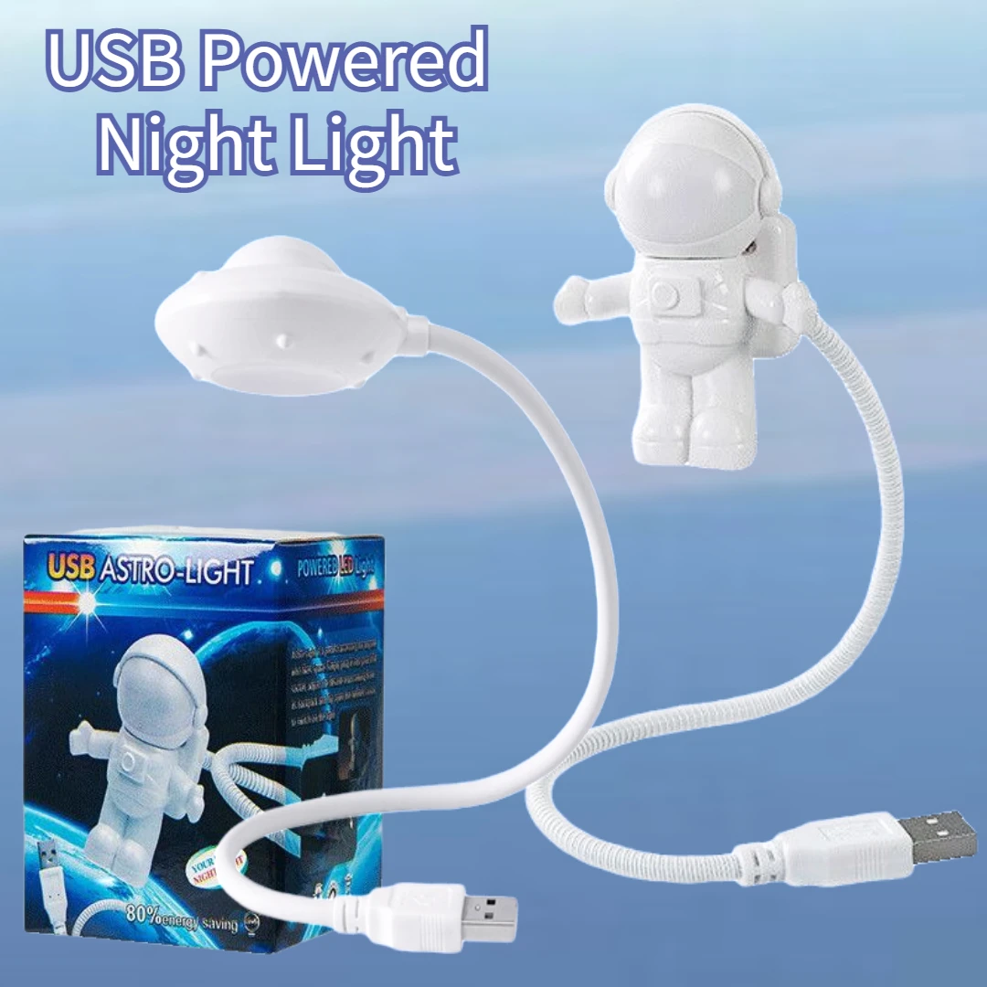 2pcs Astronaut USB Night Light Voice Control Mini LED USB Plug Eyes Protection LED Sound Sensor Bedroom Reading Desk Lamp Gift - view 3