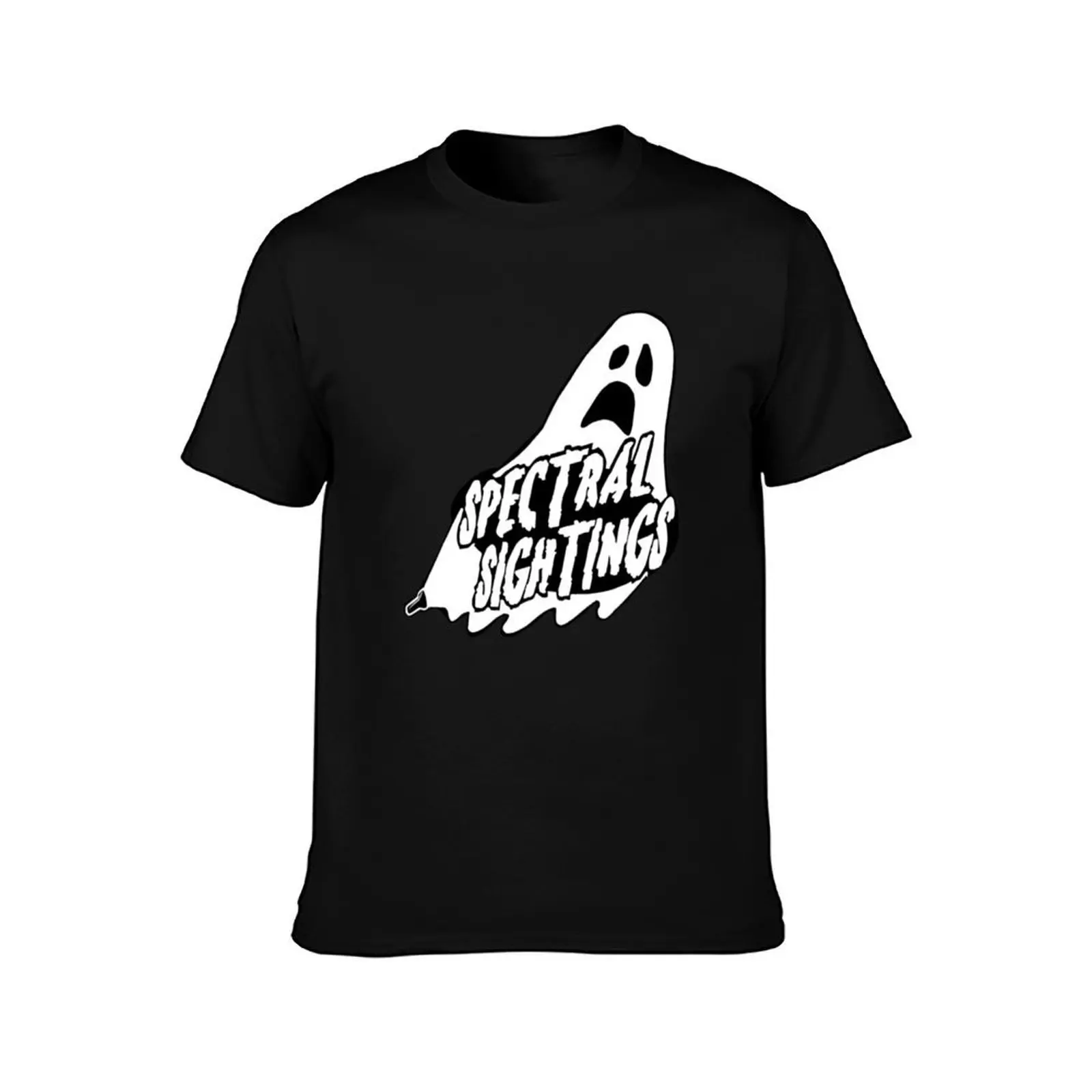 Spectral Sightings T-Shirt, Summer Casual Cotton Tee, Oversized Streetwear Tops, Vintage Graphic Print, Loose Fit Short Sleeve