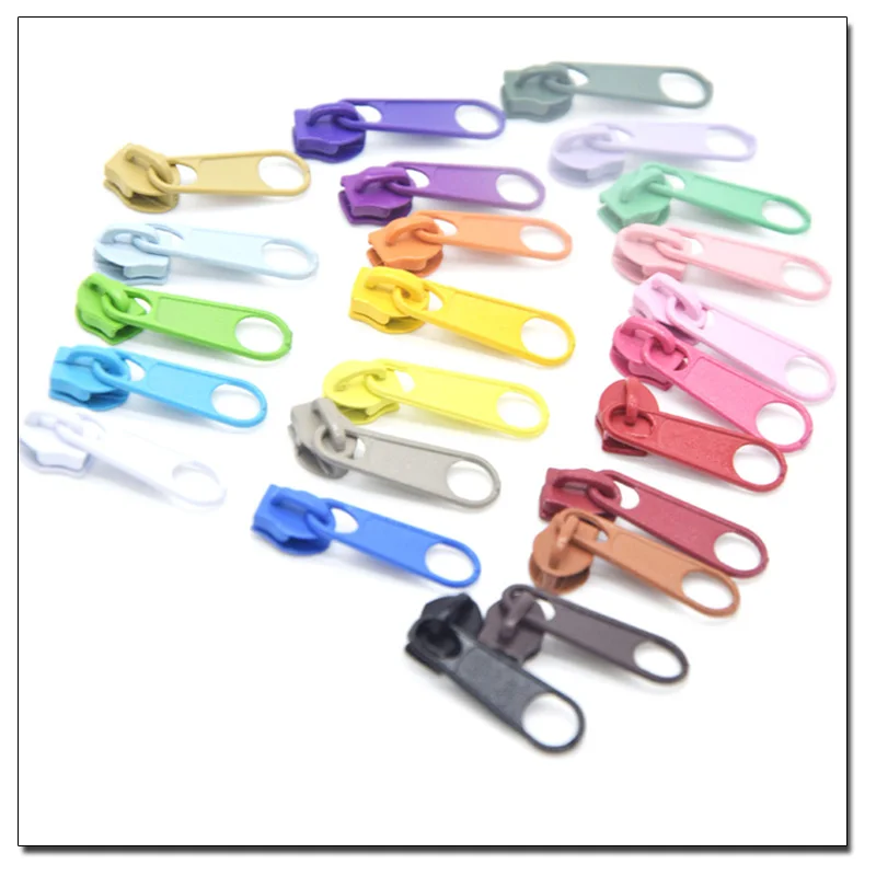 100pcs/300pcs Assorted Metal Zipper Slider For Nylon Zipper 3#,  Multicolor 3# Nylon Zipper Puller, DIY sewing Kits Zipper Kits