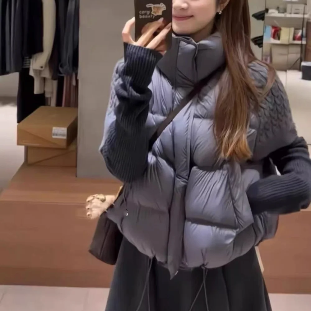 Women's Vest Autumn Winter Sleeveless Down Jacket Loose Casual Stand Collar Pocket Puffer Waistcoat Coat Female Trendy Outerwear