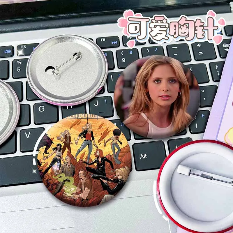 Horror TV Series Buffy The Vampire Slayer Badge DIY Clothes Backpack Hat Enamel Pins Tinplate Snap-in Brooch Accessories Gifts