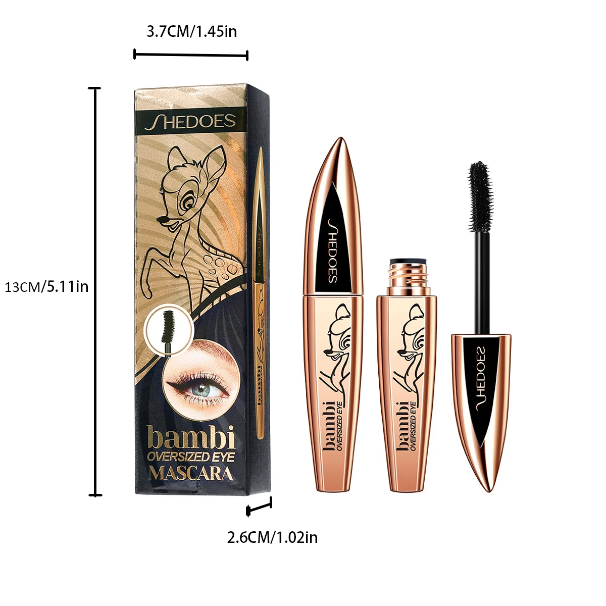Occhio di cervo in fibra di seta nera spessa e lunga 5D Trucco occhi nero di grande capacità: trucco occhi di bellezza cosmetico nero