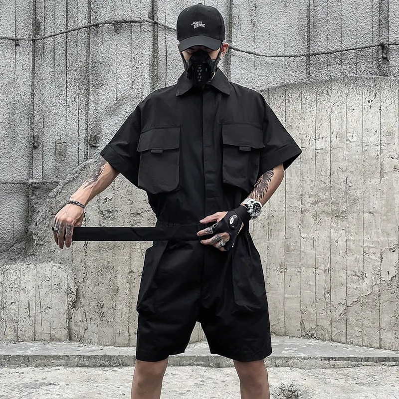 

Японский функциональный комбинезон в стиле ретро, свободный комбинезон, модный хлопковый молодежный летний повседневный комбинезон с прямыми штанинами