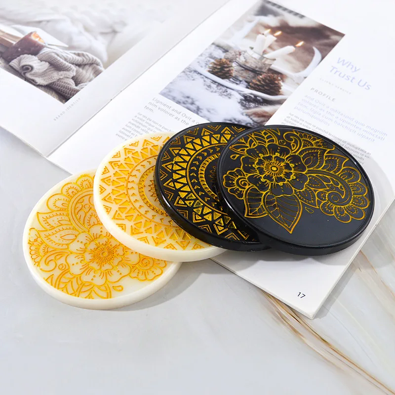 SZ031 Flower Pattern Coaster Silicone Mold DIY Tray Circular Plaster Concrete Tea Cup Mat Epoxy Resin Mould