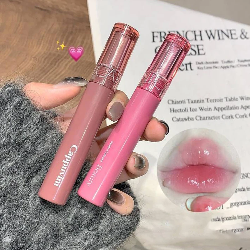 Waterdichte Spiegel Jelly Lip Blijvende Hydraterende Glanzende Rode Tint Lippen Glazuur 6 Kleuren Water-Licht Lipgloss Lange Make-Up Cosmetica