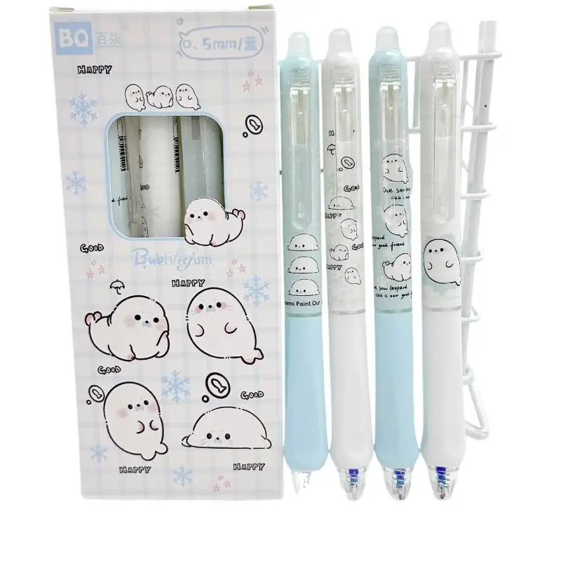Kawaii blau-schwarze, radierbare Gelstifte, 4er-Set, 0,5 mm Spitze, schnelltrocknend, zum Zeichnen, für Schule, Büro und Schreiben – Detail 7