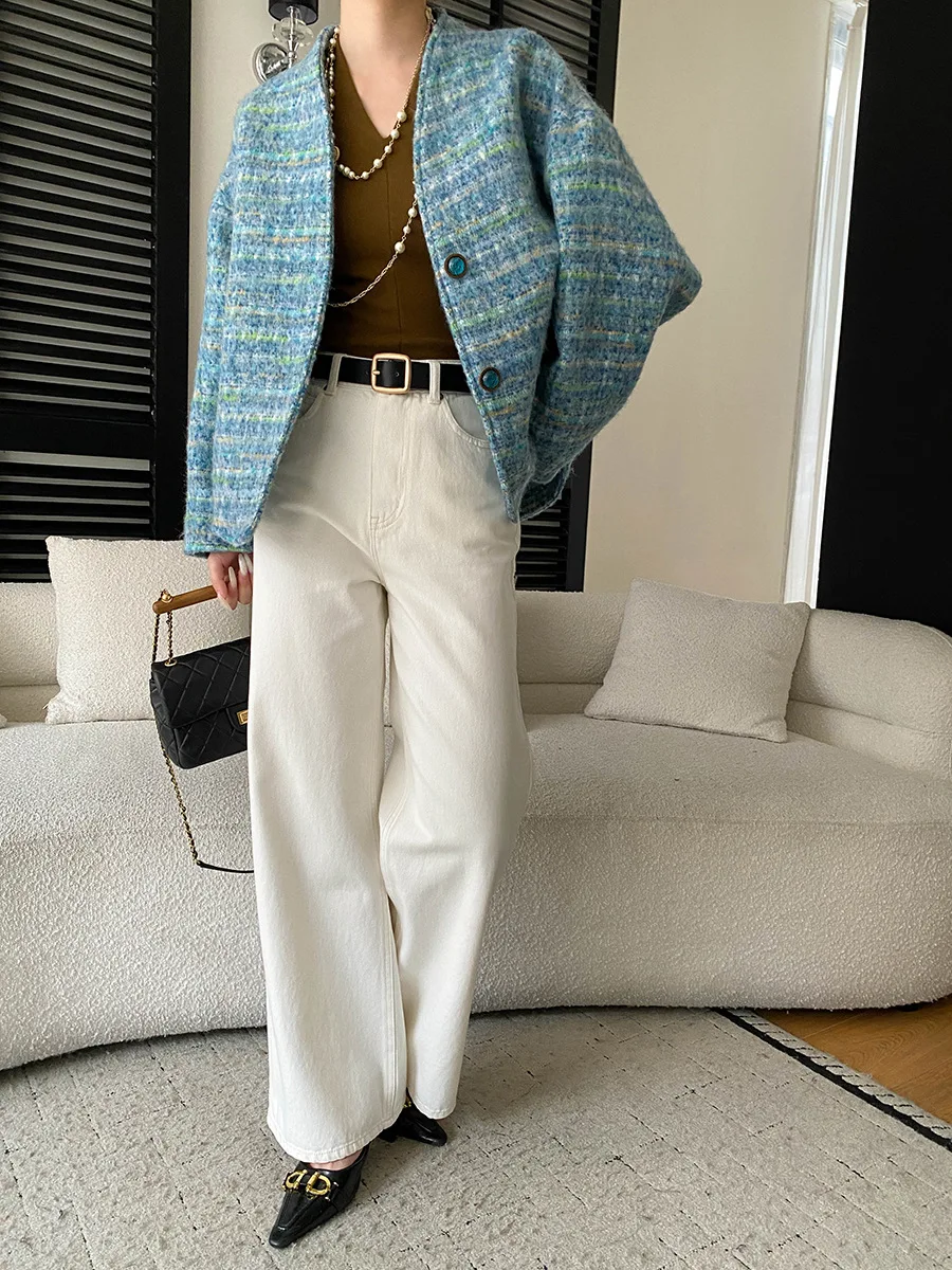 Women's High-Waist Wide-Leg Straight Jeans