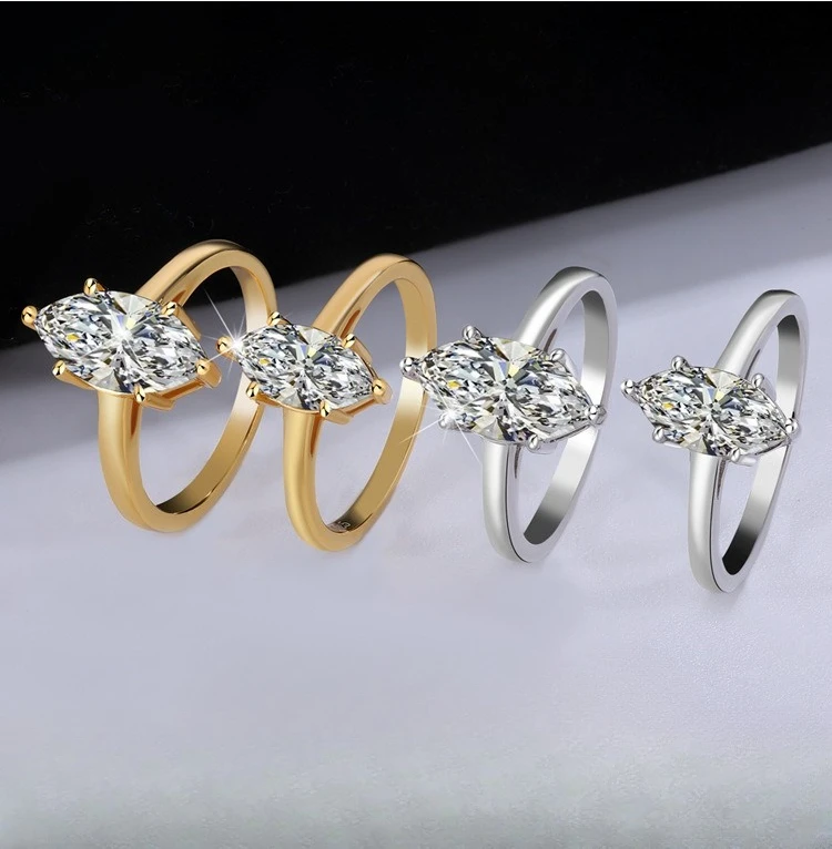 

Высококачественное серебряное кольцо с конским глазом из муассанита, классическое, модное и высококачественное женское кольцо с бриллиантом из муассанита