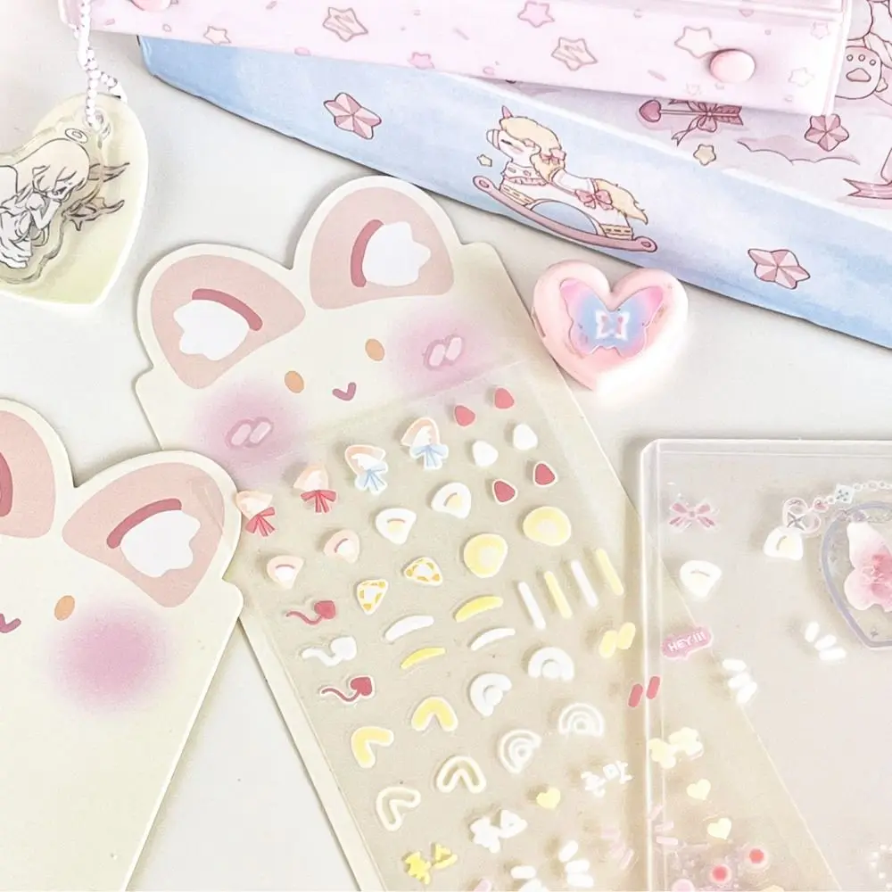 Korean Cute Rabbit Ear Blusher Sticker Kawaii Album DIY Decor Stickers Photo Card PET Kids Toy Sticker Decoration