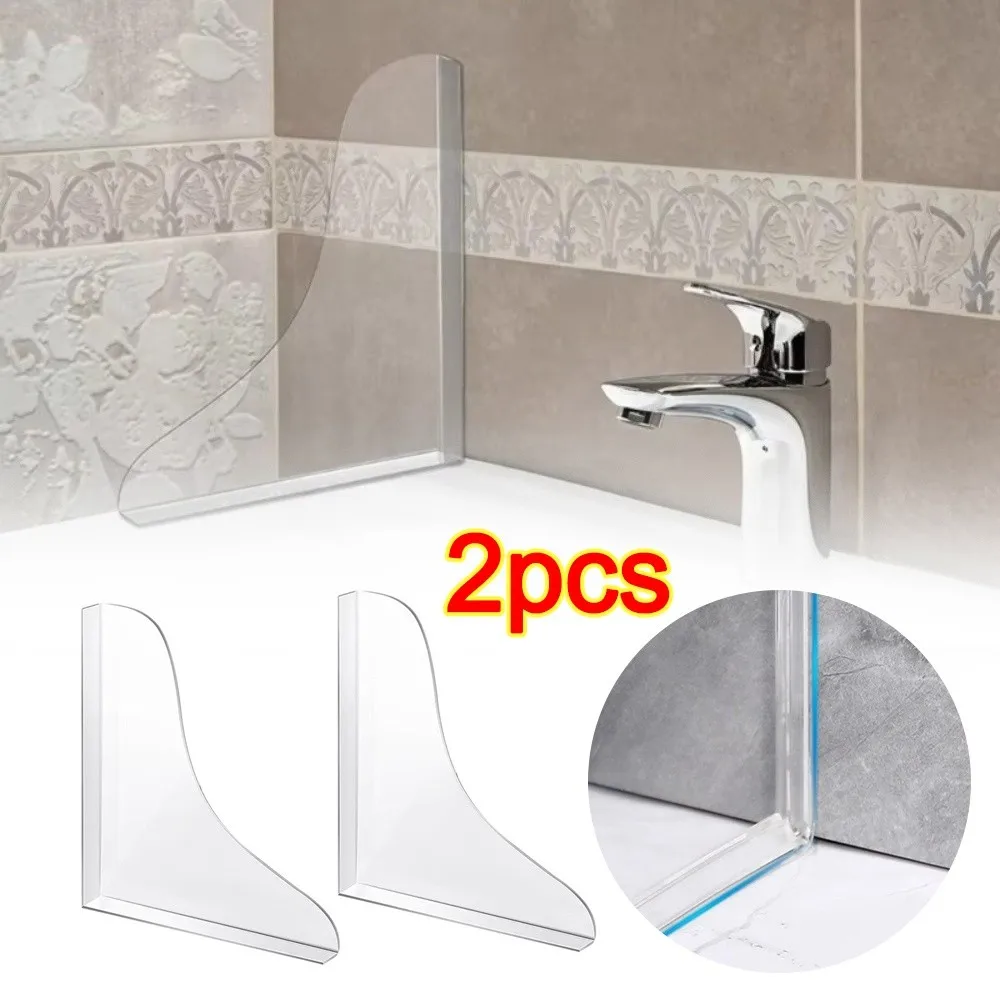 

2PCS Acrylic Bathtub Splash Guard Transparent Self-Adhesive Water Baffle Plate Waterproof Easy Install Sink Splash Cover Shower