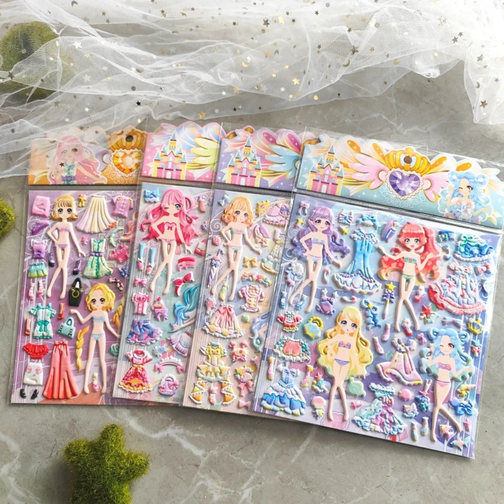 ملصقات فستان الأميرة للفتيات كبيرة الحجم (4 أنماط) - ملصقات لاصقة عالية الجودة قابلة لإعادة الاستخدام، متوفرة بالجملة للأطفال #1