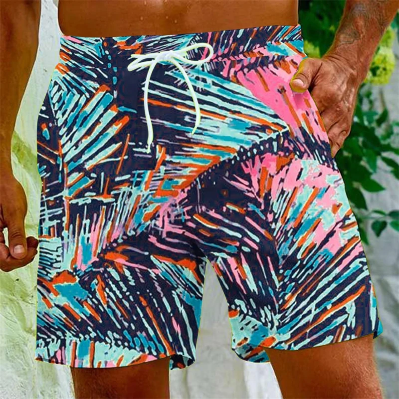 Men's Shorts Fashion 3D Printed Graffiti Tie-dye Art PatternMen's Casual Drawstring Shorts With Pockets For Summer Leisure Short