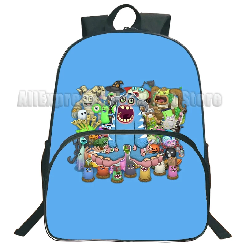 My Singing Monsters Backpacks for Boys Girls Kids Waterproof School College Cartoon Bag Stuffed Game Print Bookbags