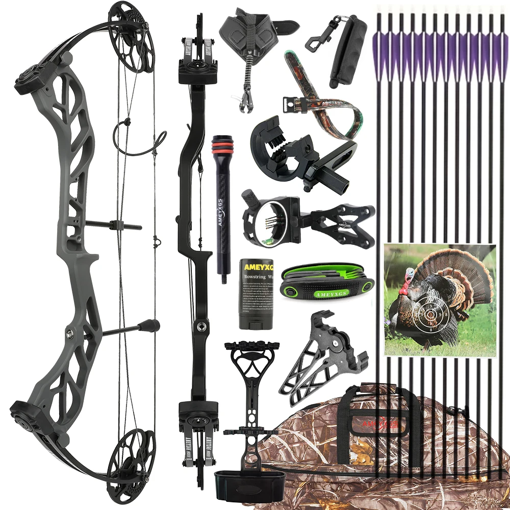 

19-70 Lbs Pulley Bow Compound Bow Carbon Arrows 320fps Archery Sight Release Right Hand Hunting Outdoor Shooting Target Practice