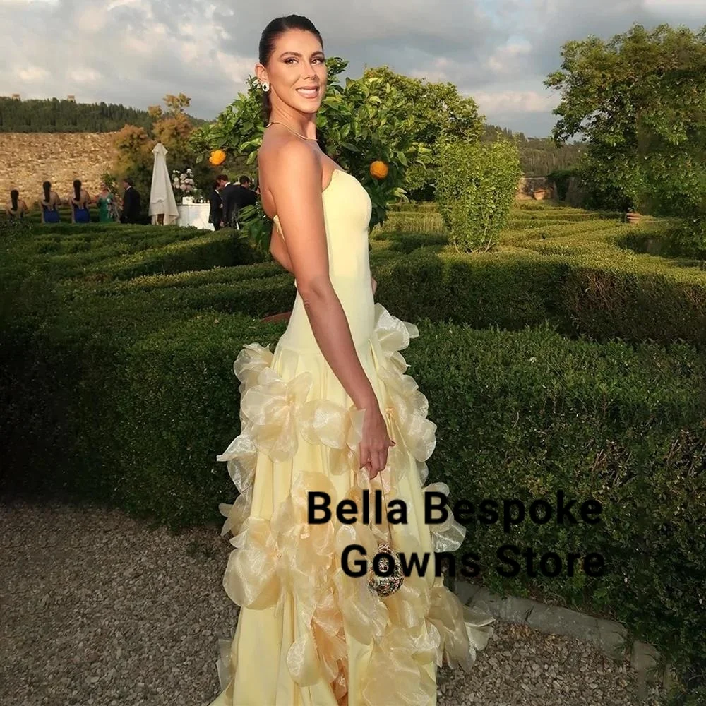 

A Line Prom Dresses 3D Flowers Sleeveless Evening Dress Crepe Formal Party Dresses for Arabic Women vestidos Customized