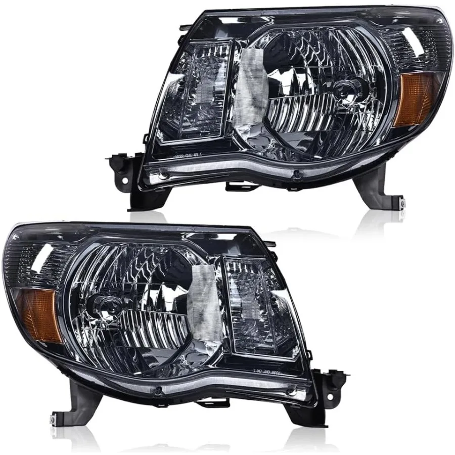 

Headlights Assembly Compatible with Tacoma 2005-2011 Bumper Headlamp Smoke lens Chrome Housing Amber Reflector Pair