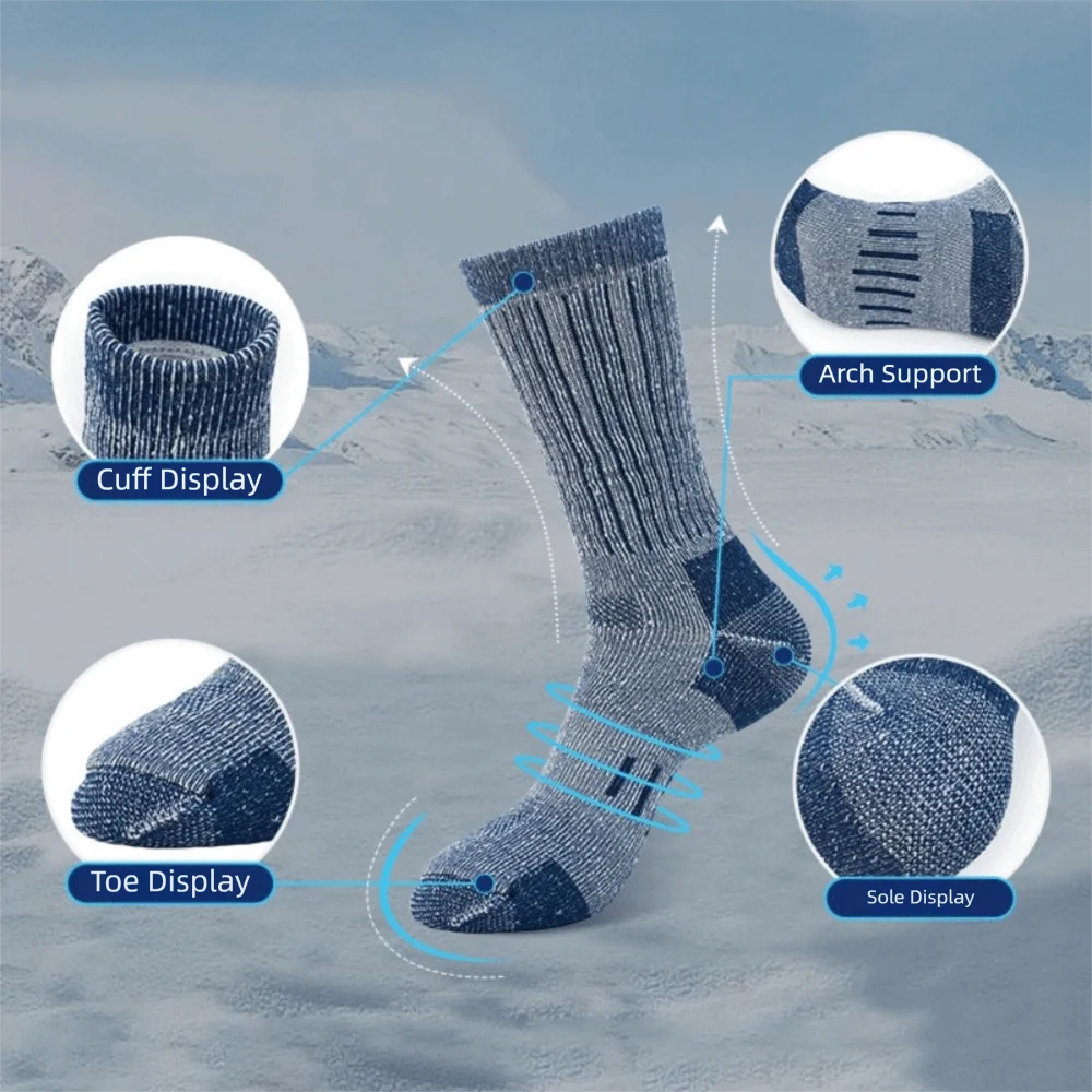 

Fuzzy Merino Wool Socks Thickened Mountaineering Men's Walk Warm Anti-Odor Socks Breathable Outdoor Sports Socks For Men
