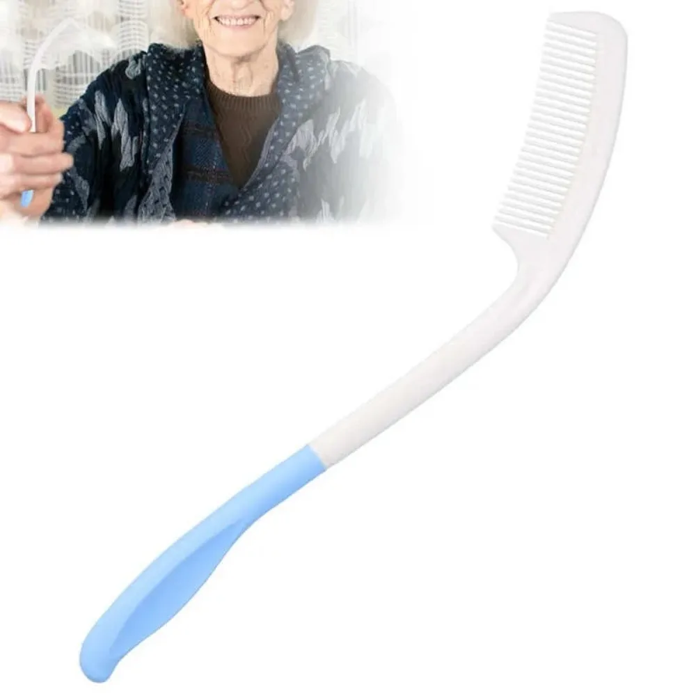 1Pcs Elderly Long Handle Comb Anti-slip Ergonomic Curved Arthritis Hairbrush Hand Disabled Patient Aid Hair Brush Health Care