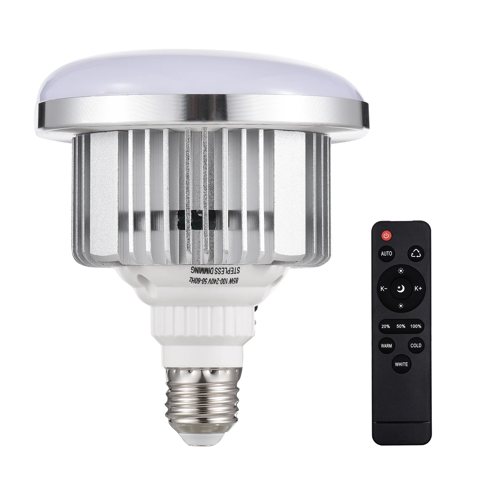 85W LED Light Bulb 3200K-5500K Photography Lamp Bulb Energy-saving Adjustable Brightness E27 Mount with Remote Control