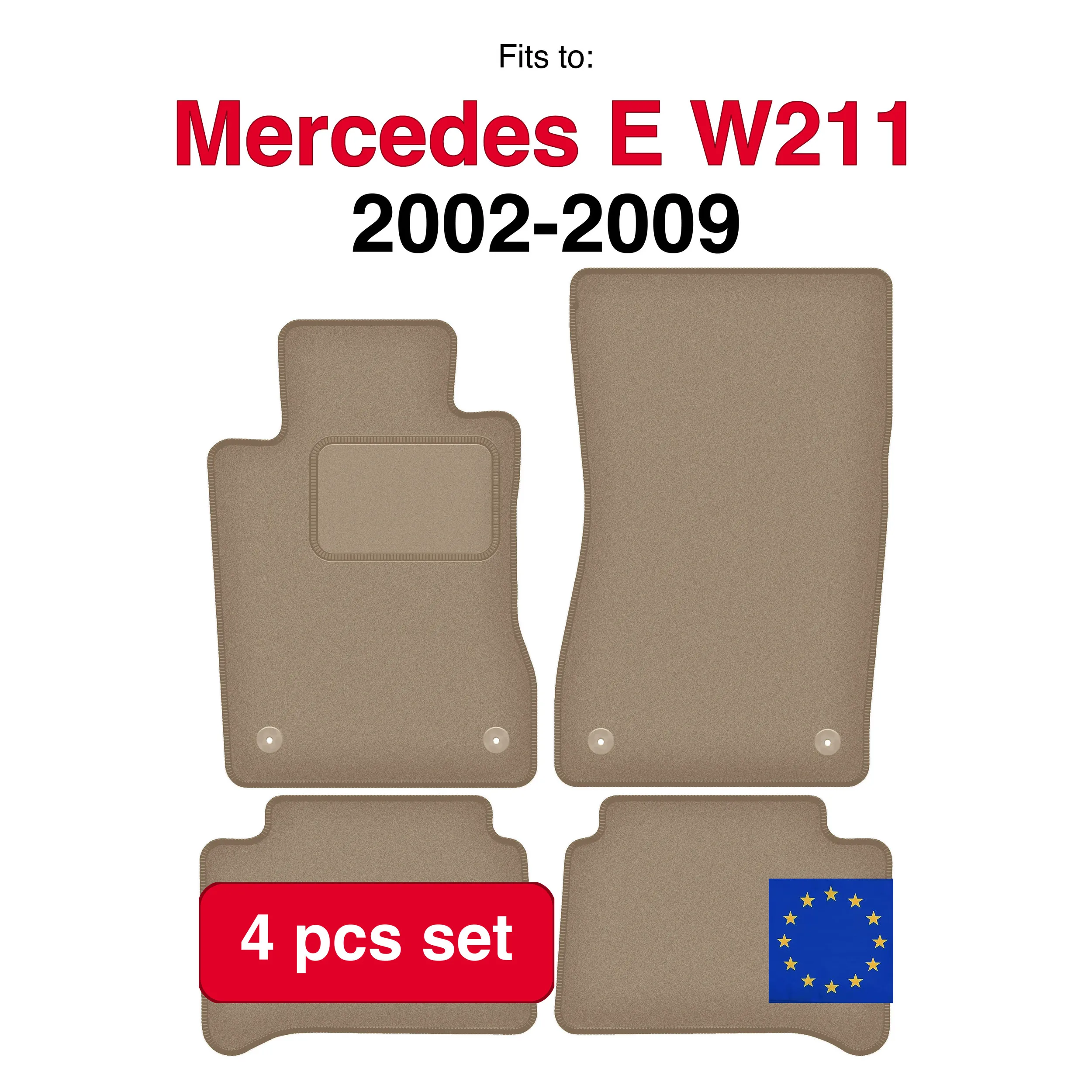 Image of Mercedes E W211 Auto-Fußmatten-Set (2002-2009) - Beige (4-teilig) Passgenaue Autoteppiche