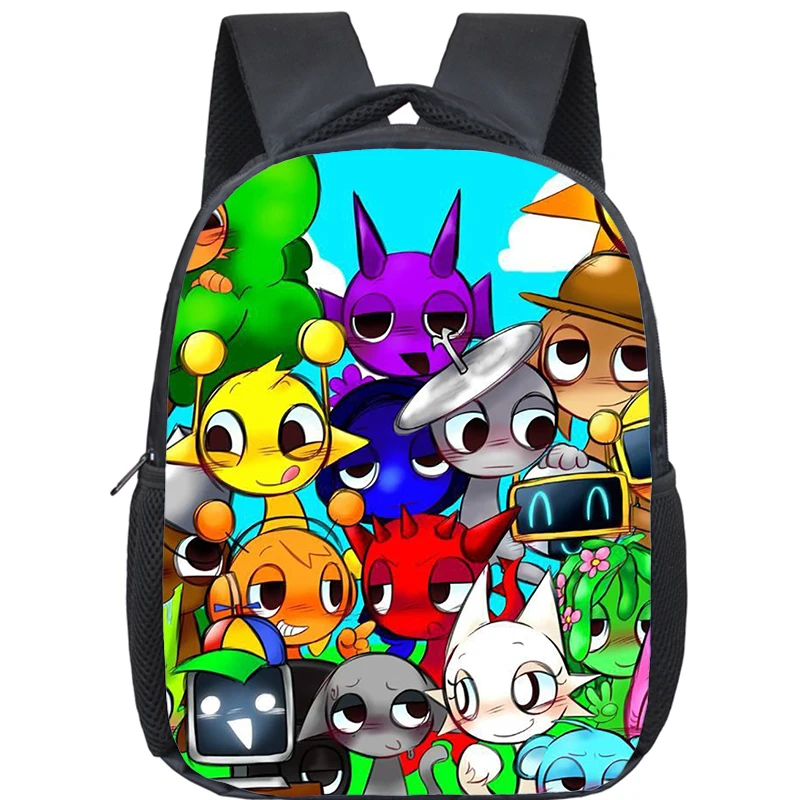 12Inch Sprunki School Backpack Bag Incredibox Sprunki School Bag for Boys Girls Kindergarten Bookbag Sprunki Kids Back Pack Bag