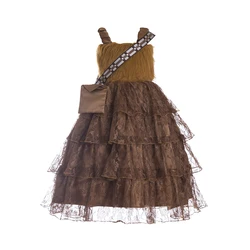 Star Chewy Chewbacca Furry Chocolate Brown Cotton Lined Top Tutu Party Dress Costume Family Girls Wars costume leia rey bb8