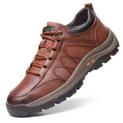 Spring and Autumn Mens Sneakers Leather Brand Men's Casual Shoes Autumn Outdoor Sports and Leisure Hiking Shoes