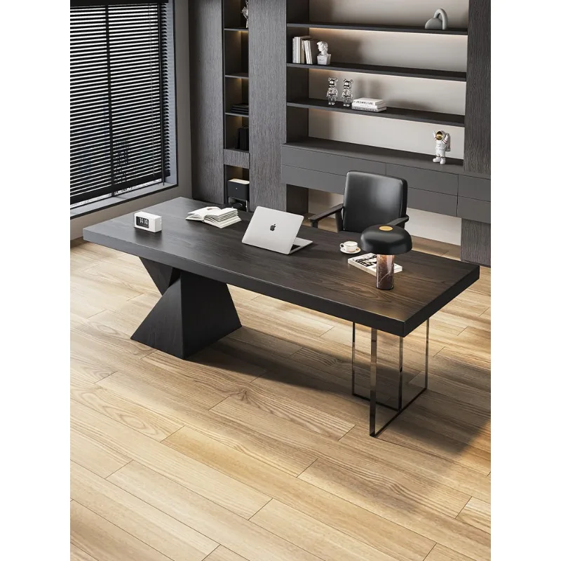 

Ash wood desk Italian light luxury modern high-end desk home study new solid wood computer desk