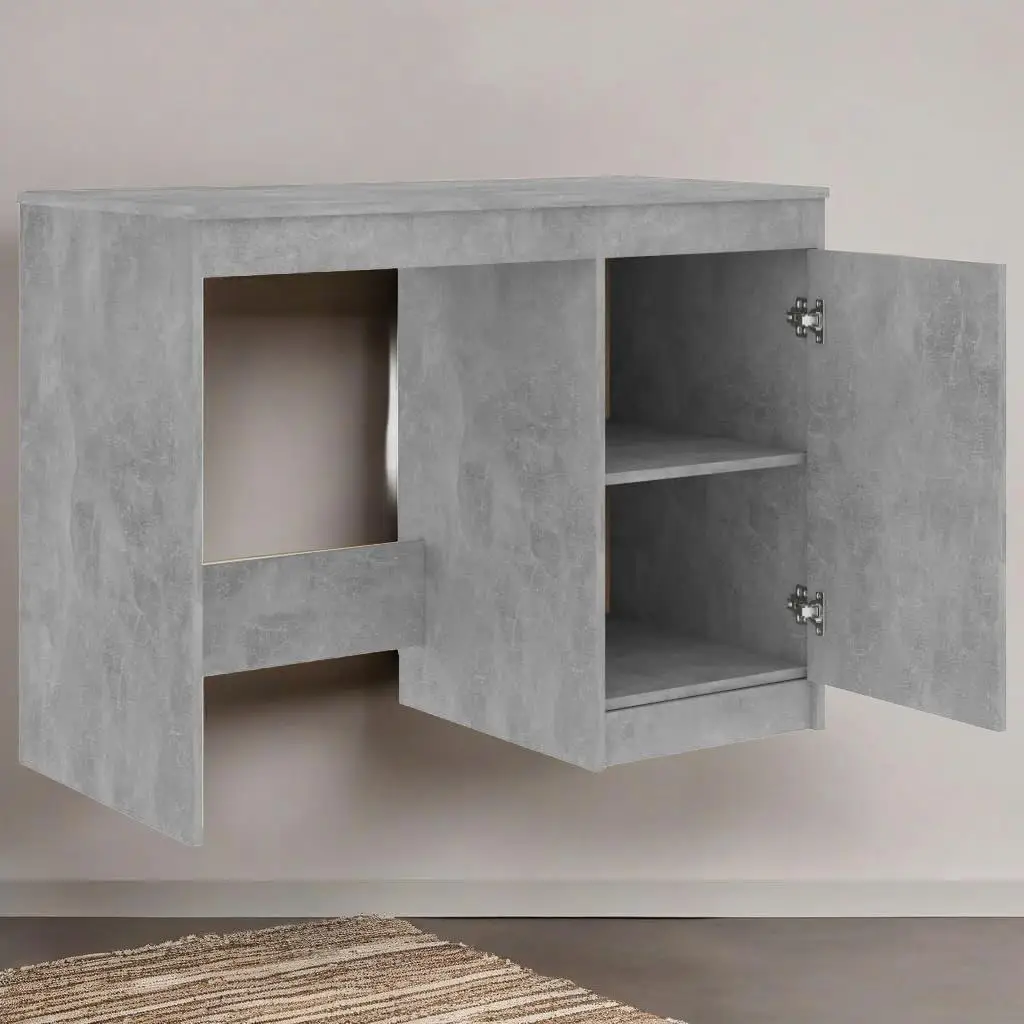 Modern Concrete Grey Desk 100x50x76 cm | Durable Engineered Wood for Home Office