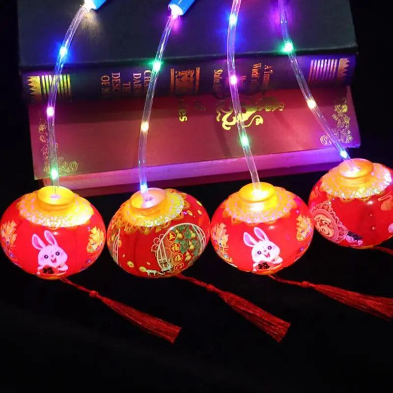 Chinese Lanterns 5pcs Rabbit LED Lanterns Battery Powered Decorations For Chinese New Year Chinese Zodiac Year Rabbit Random