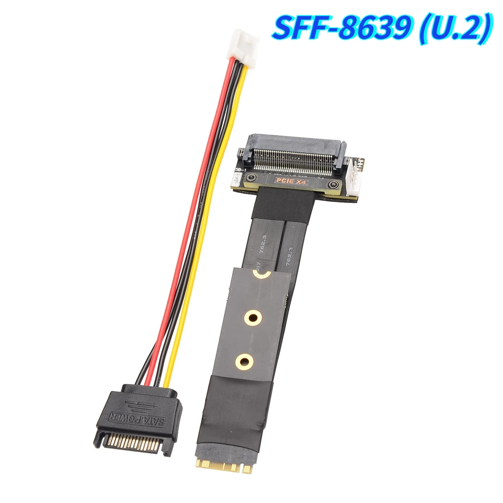 

U2 Interface SFF-8639 (U.2) To M.2 NVMe NGFF Key-M M2 Adapter Riser Card PCIE 3.0 x4 Ribbon Extender Data Cable For U.2 NVME SSD