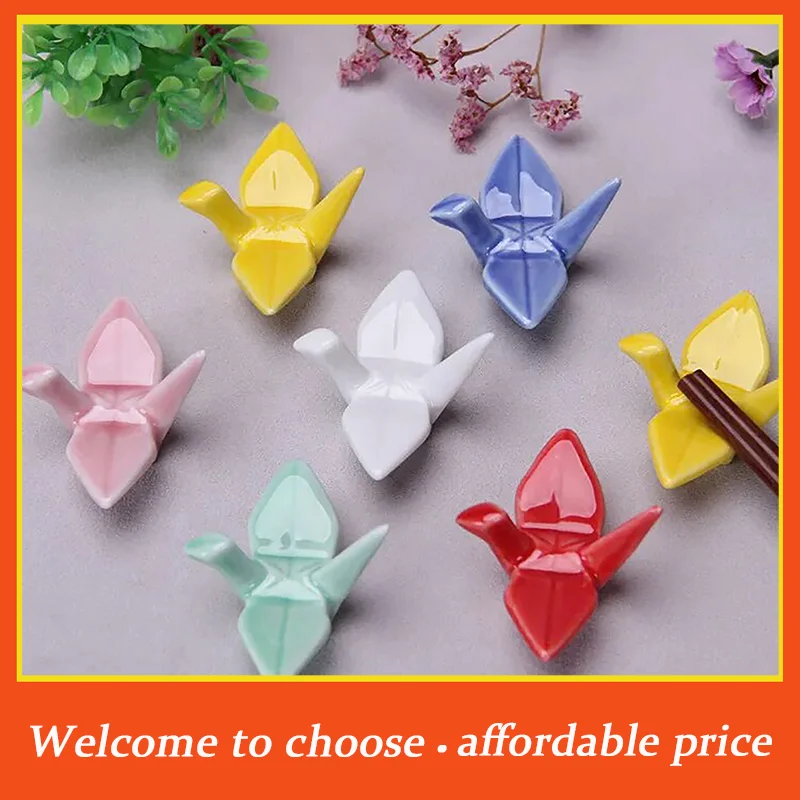 DA 1pc high quality Holder Dinner Spoon Stand Home Decoration Ornament Ceramic Paper Crane Chopstick Rest Chopsticks Forks Spoon