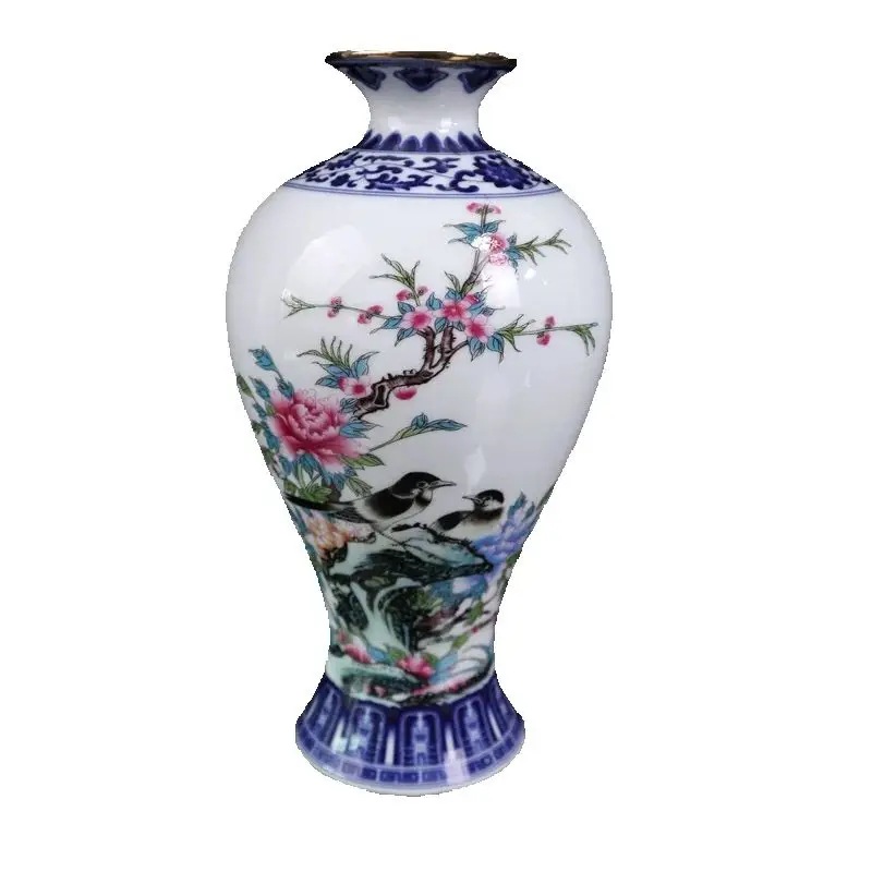 

Chinese Old Porcelain Vase Blue And White Flower Bird Pattern Traditional Decorative Floor Standing collectibles