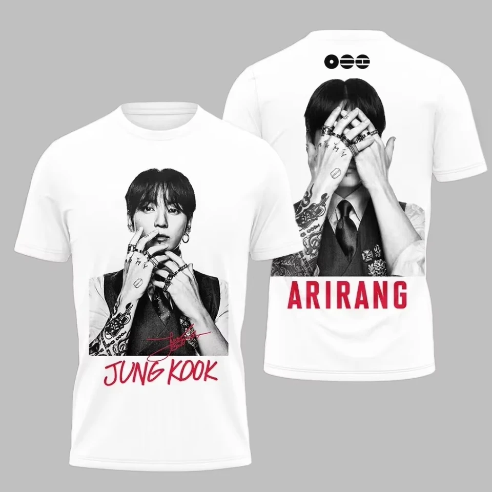 2026 BTS アリラングラフィック Tシャツ男性と女性の夏の綿 Tシャツ