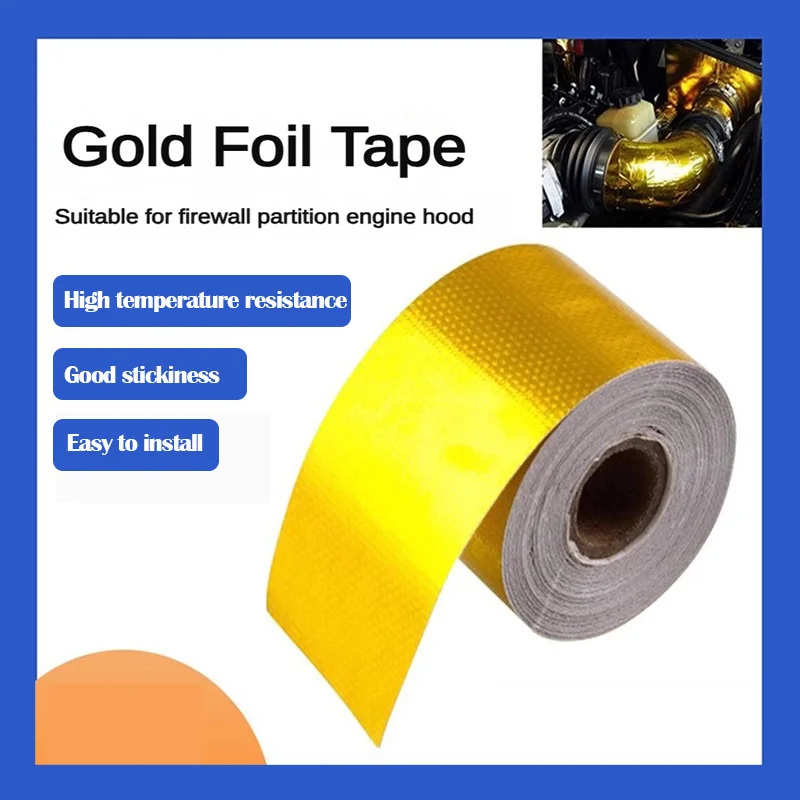 

Gold 2-inch car intake system aluminum foil cotton wrapped cloth reflective thermal barrier self-adhesive gold insulation cotton