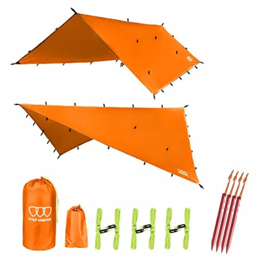 

Rainfly Tarp Hammock, Premium 14.7ft/12ft/10ft/8ft Rain Fly Cover, Waterproof Ultralight Camping Shelter Canopy, Survival Equip