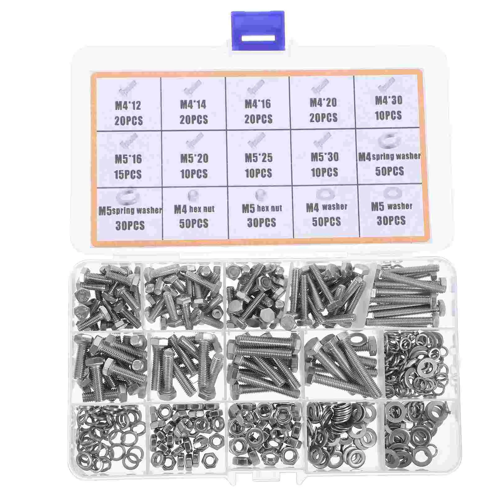 375pcs Bolts And Nuts Assortment Kit Stainless Steel Bolts Nuts Washers Kit Nuts Bolts Nut Bolt Assortment Sets for Repairing